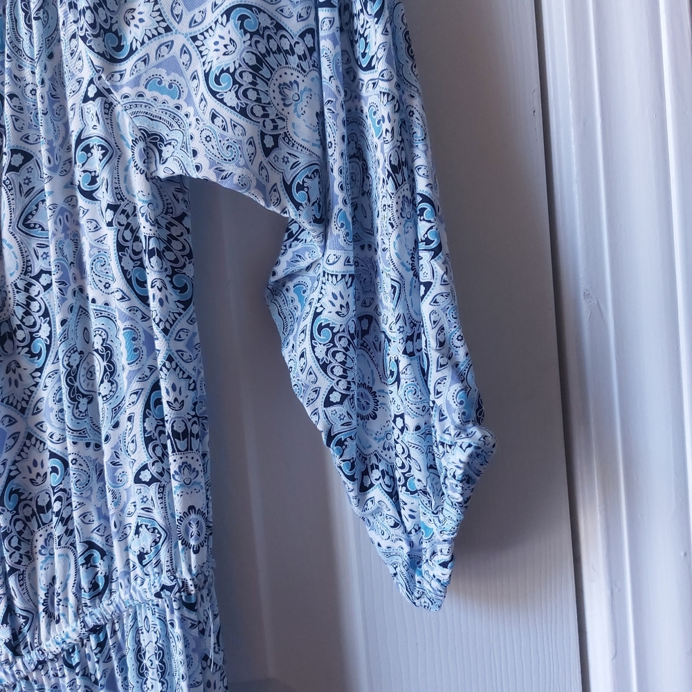 BeBop - NWT Off-the-Shoulder Midi Blue Floral Dress (Junior's) - Picture 7 of 12